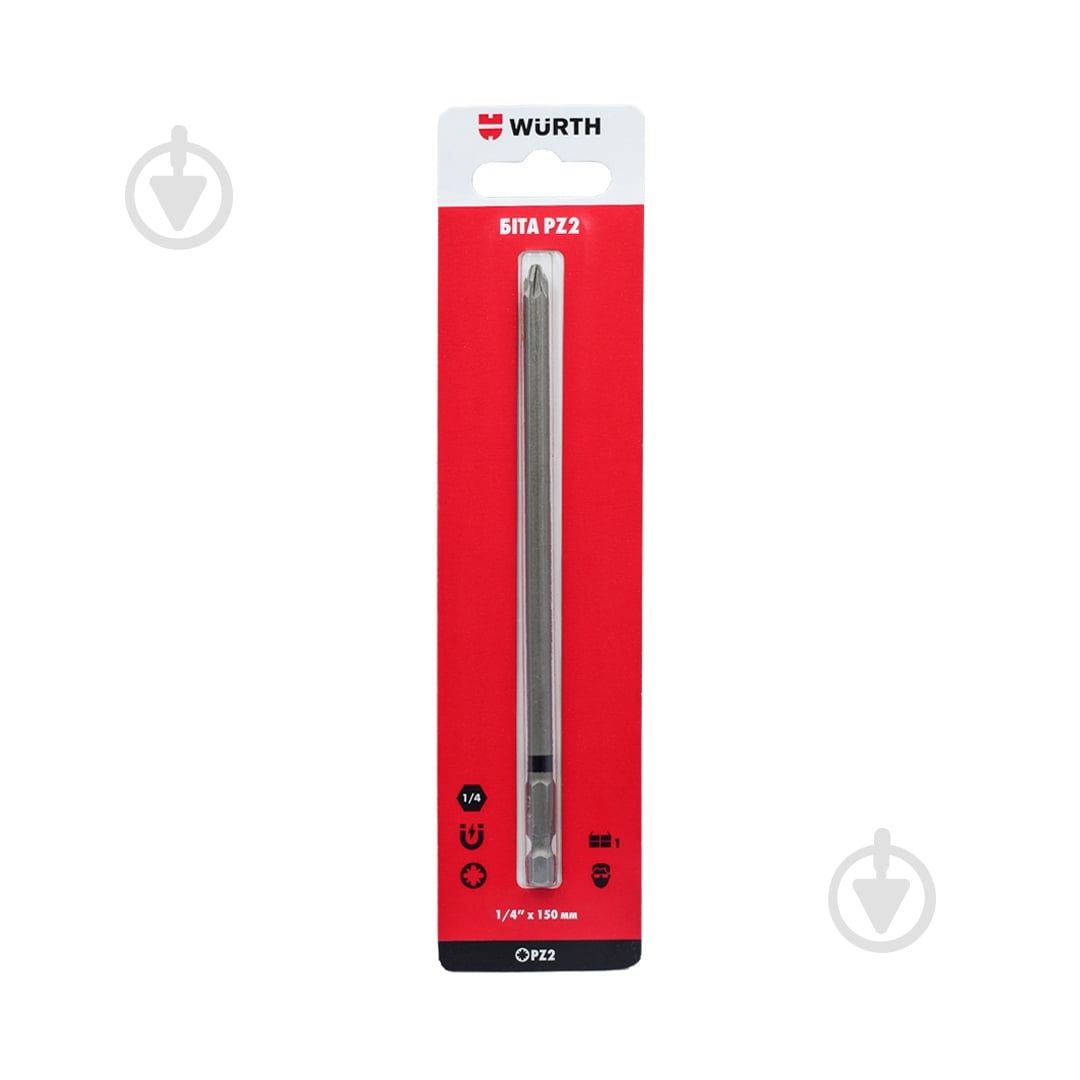 Бита WURTH PZ2х150 мм 1/4" 1 шт. 1614100221901 - фото 1