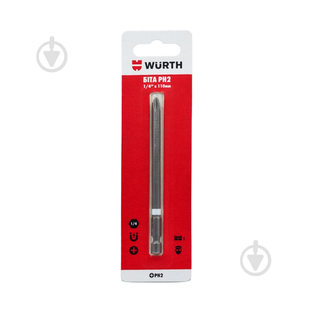 Бита WURTH PH2х110 мм 1/4" 1 шт. 1614176739901 - фото 1