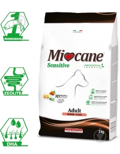 Корм сухой монопротеиновый Morando Miocane Sensitive Monoprotein для собак средних и крупных пород лосось 3 кг - фото 3