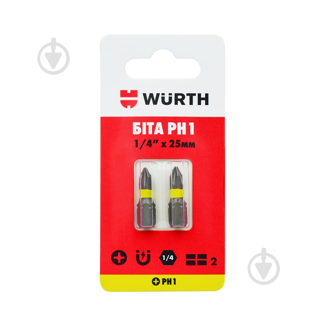 Бита WURTH PH1х25 мм 1/4" 2 шт. 1614176274902 - фото 1