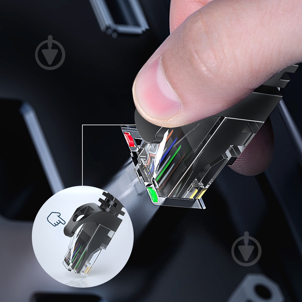 Патч-корд Essager TopSpeed Cable Ethernet Cat6 RJ45 Flat Cable 0,5 м черный - фото 7