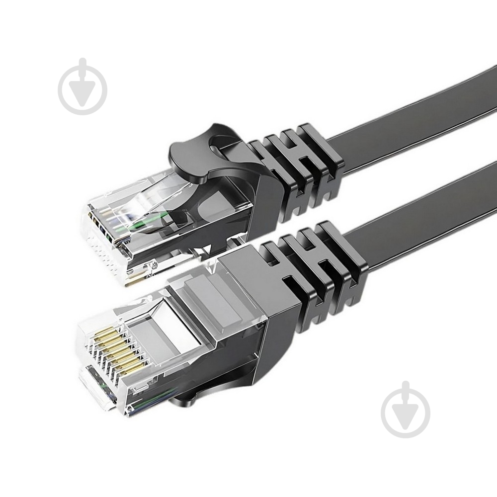 Патч-корд Essager TopSpeed Cable Ethernet Cat6 RJ45 Flat Cable 0,5 м черный - фото 1