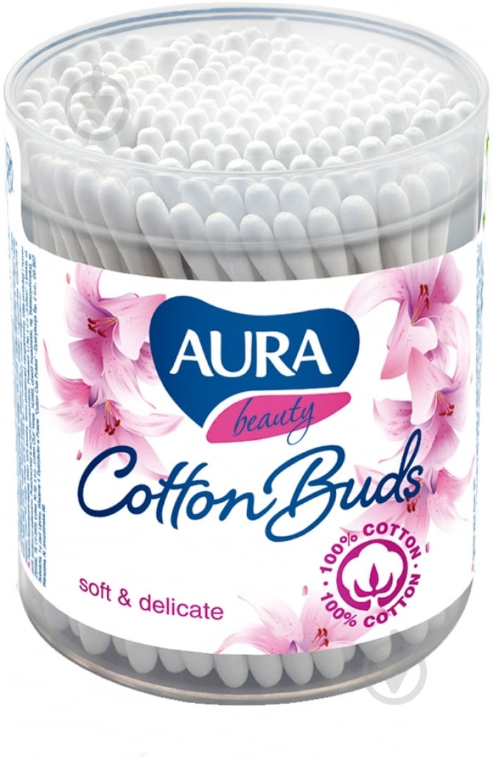 Ватні палички Aura beauty soft & delicate 200 шт. (кругла) - фото 1