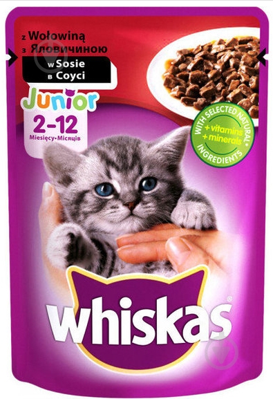 Корм Whiskas Junior с говядиной в соусе 100 г - фото 1