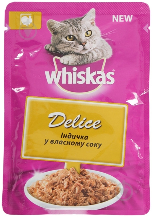 Корм Whiskas Delice с индюшкой в собственном соку 7914 85 г - фото 1 Корм Whiskas Delice с индюшкой в собственном соку 7914 85 г - фото 1