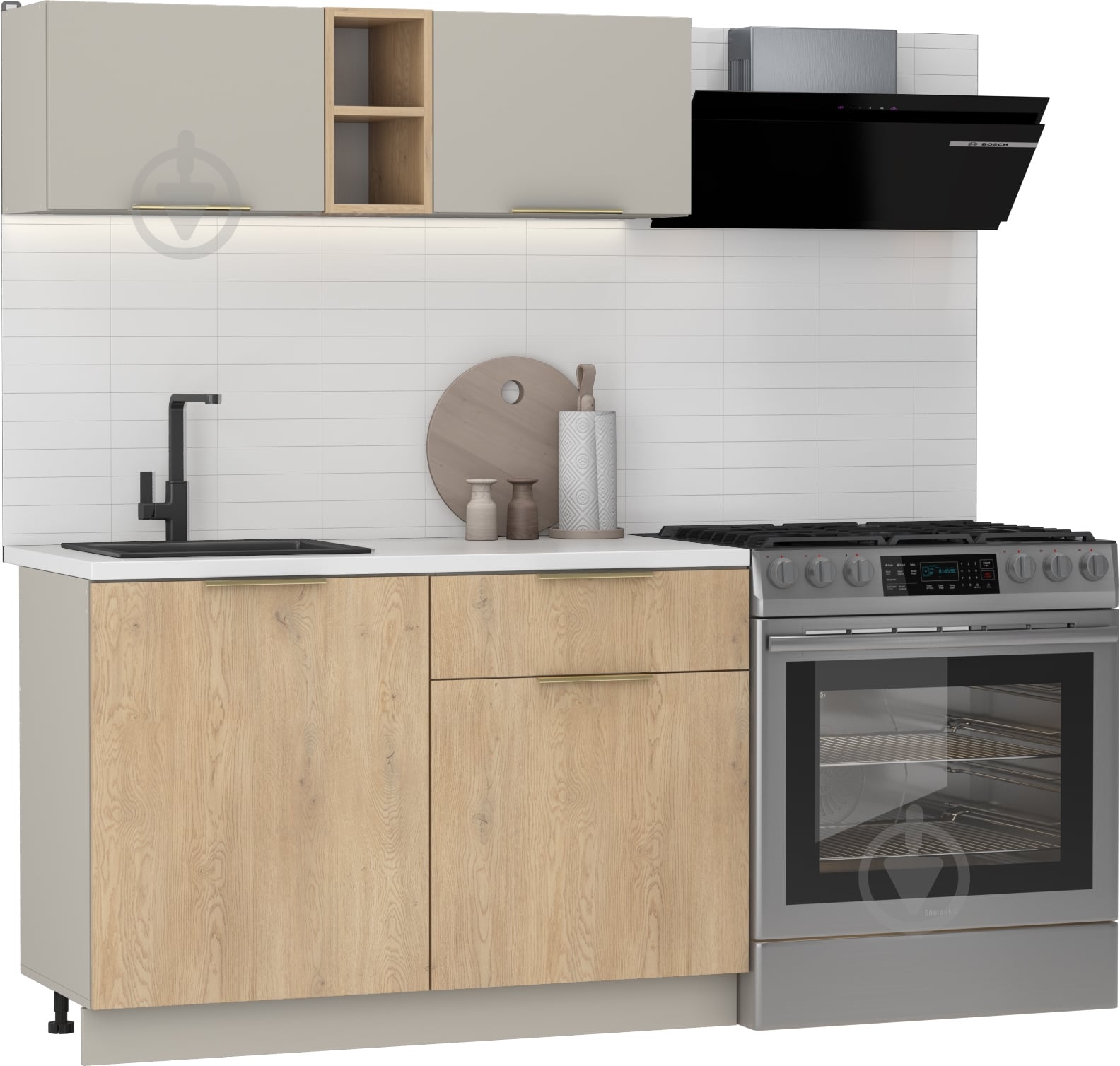 Кухня Грейд Інес ДСП 1,2м кашемір/дуб кремона торро/кашемір - фото 1