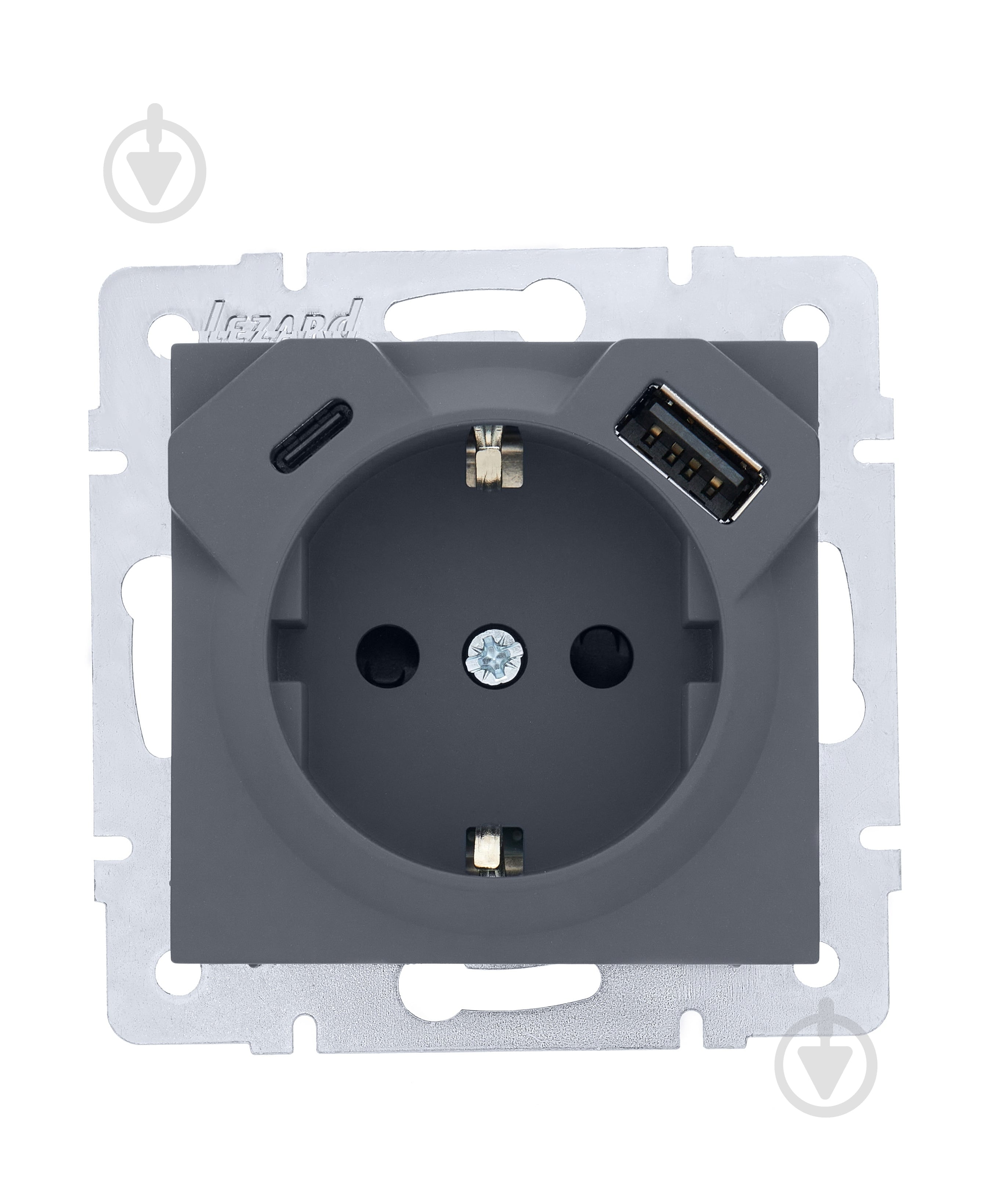 ᐉ Розетка бытовая + USB + Type C с заземлением Lezard Vesna