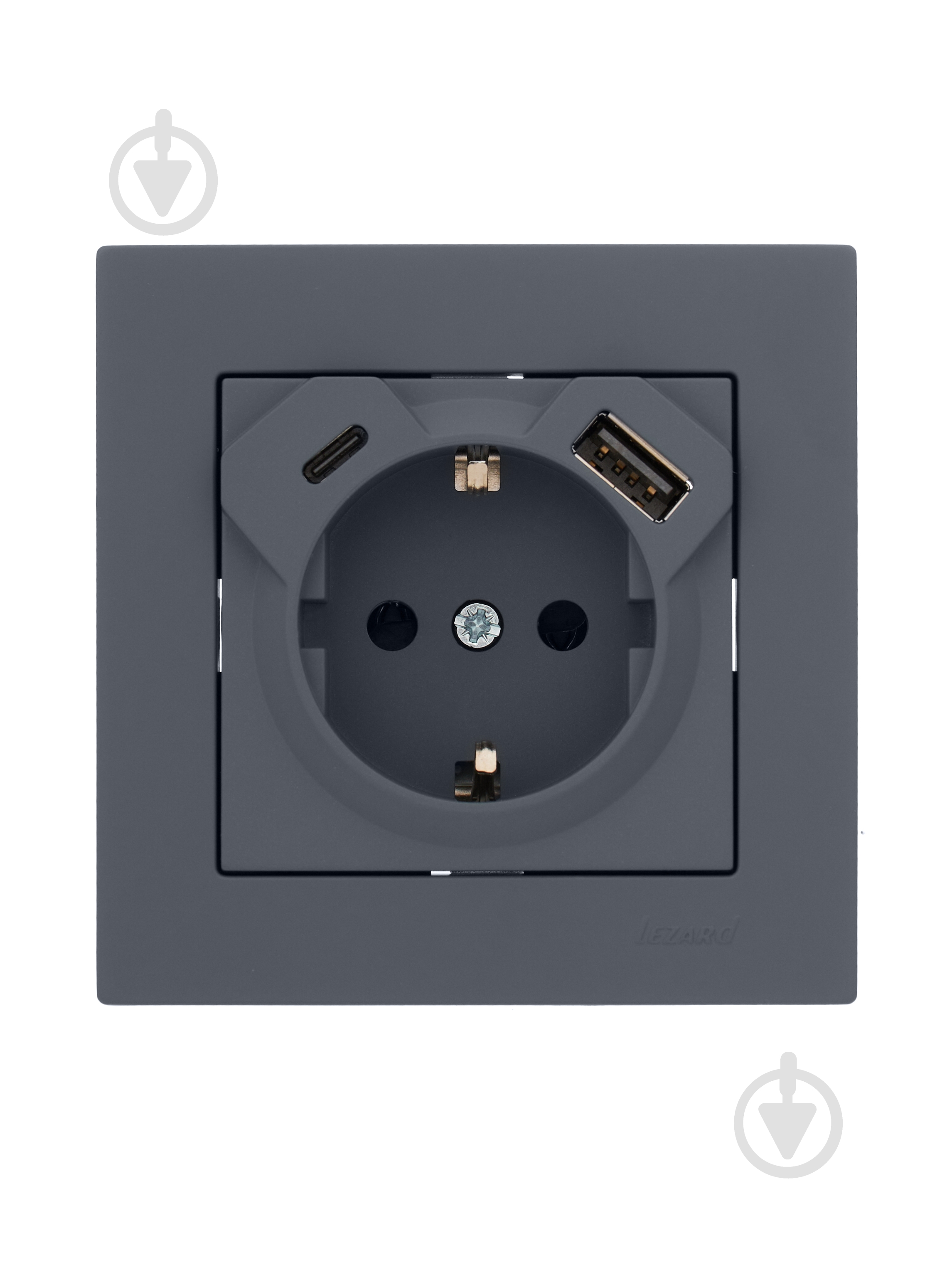 ᐉ Розетка бытовая + USB + Type C с заземлением Lezard Vesna
