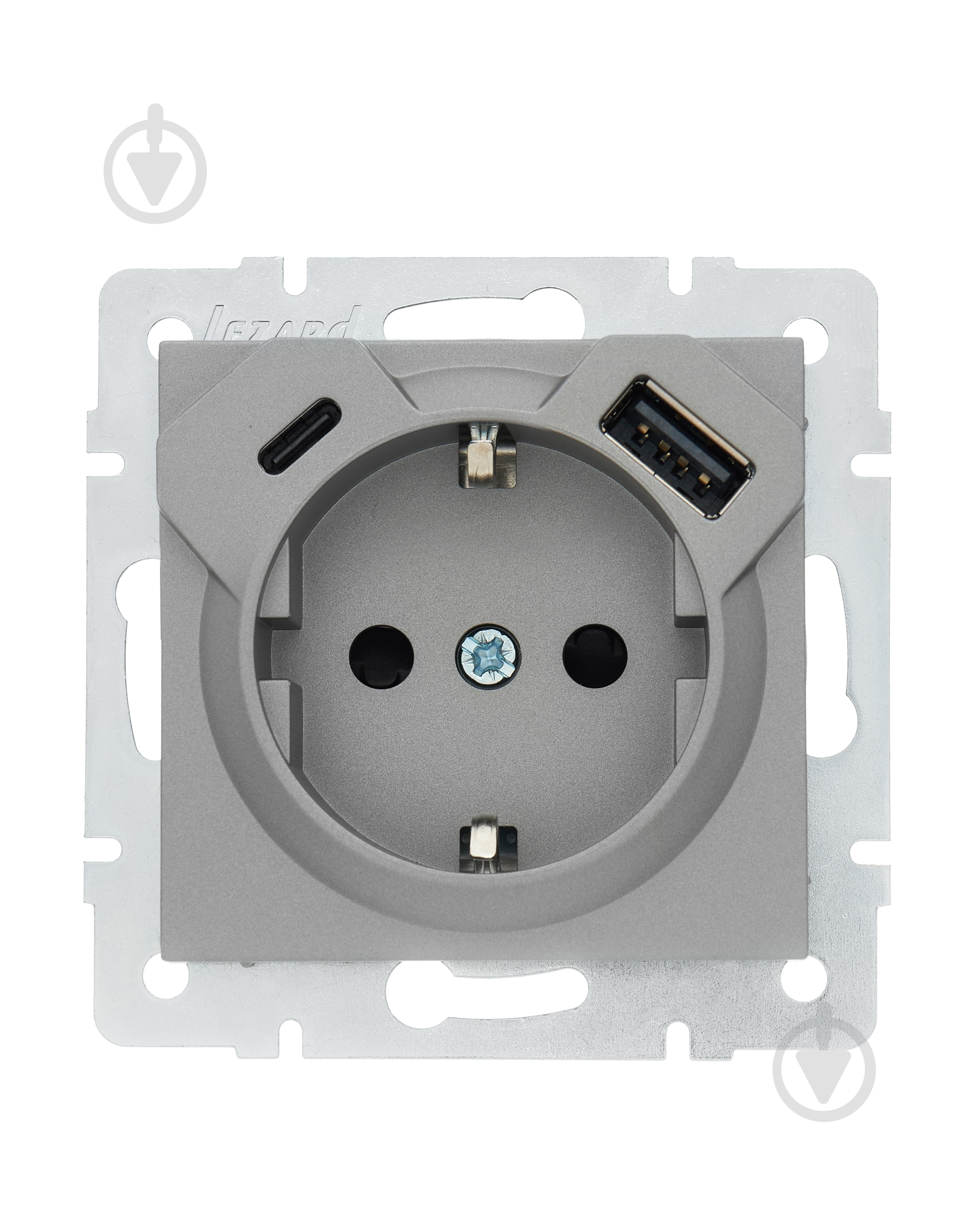 Розетка побутова + USB с заземлением Lezard Vesna серый 742-3588-181TC - фото 3