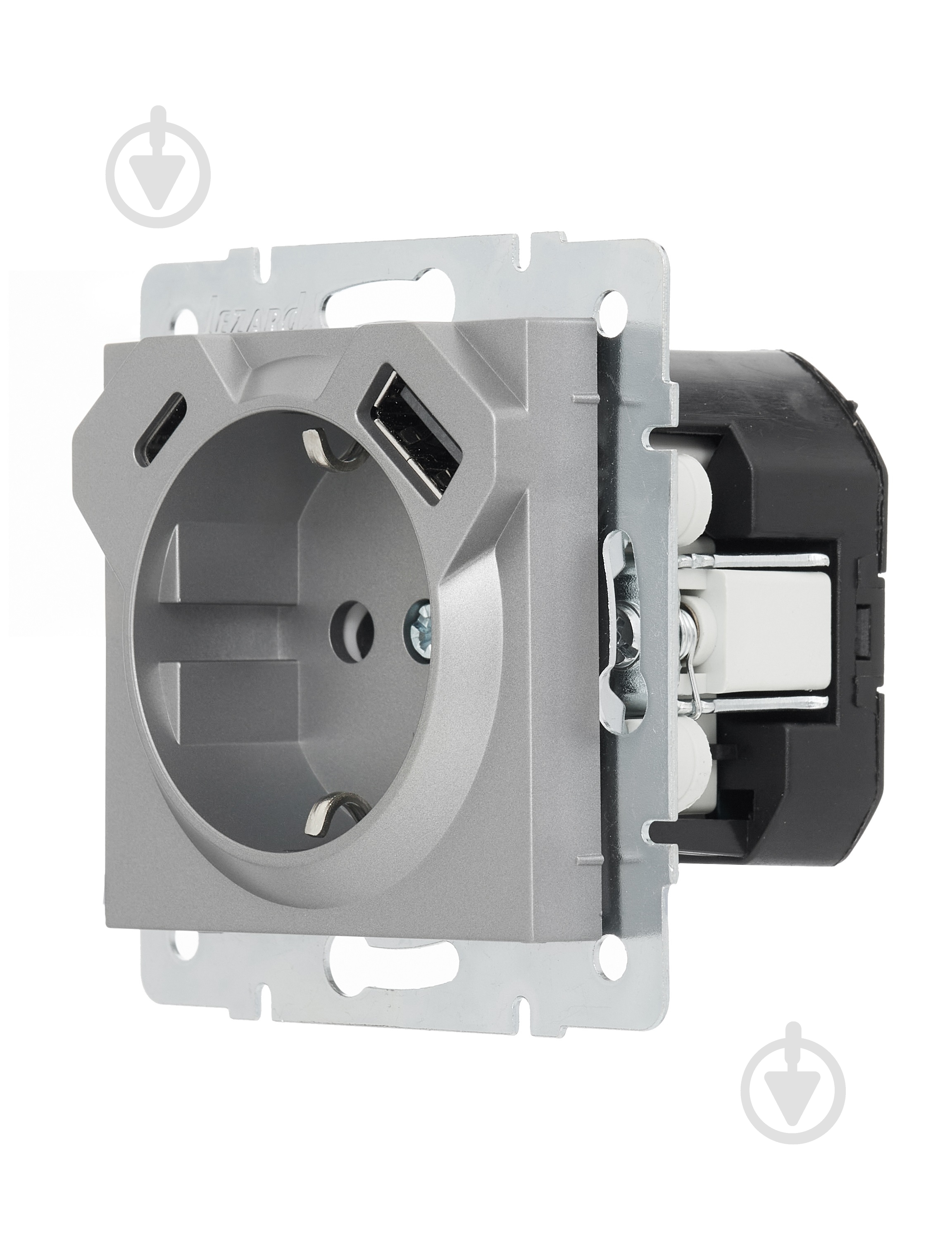 Розетка побутова + USB с заземлением Lezard Vesna серый 742-3588-181TC - фото 2