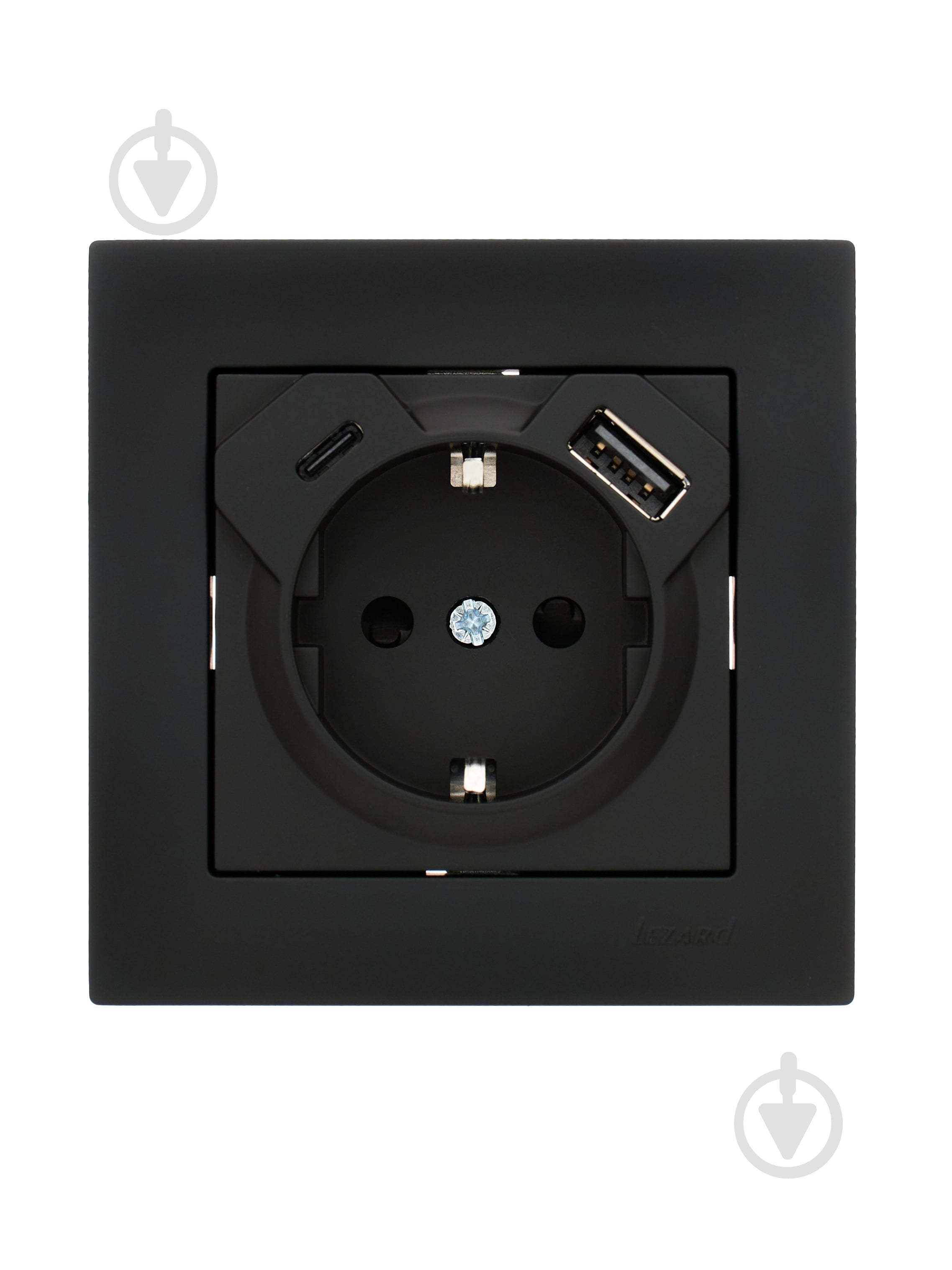 ᐉ Розетка побутова + USB с заземлением Lezard Vesna IP20 черный