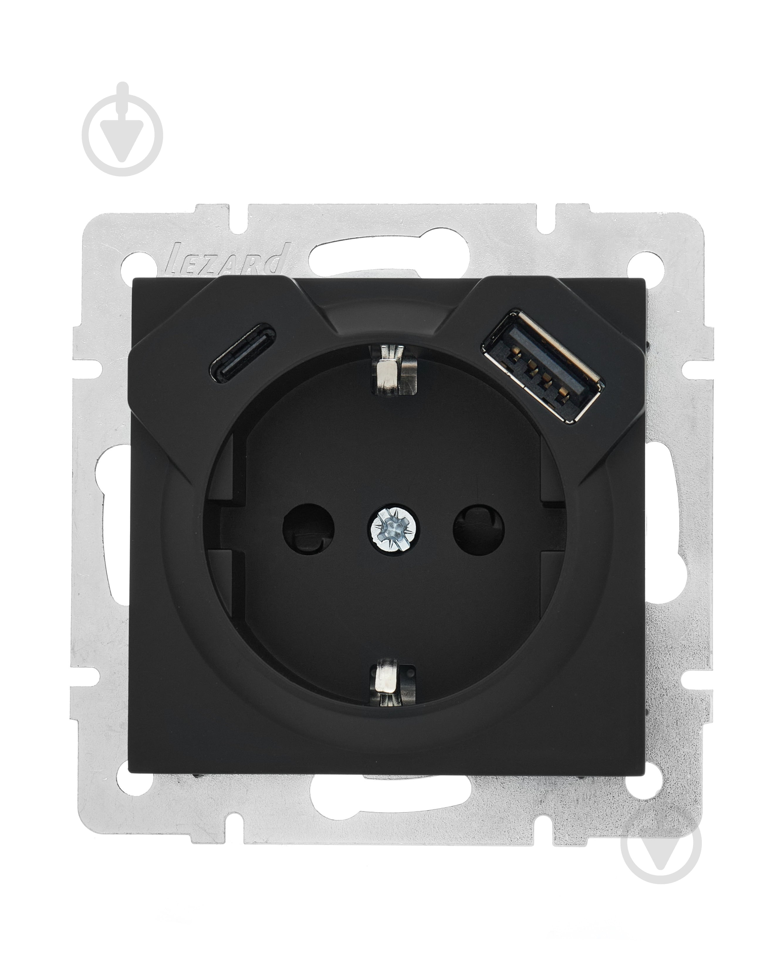 ᐉ Розетка побутова + USB с заземлением Lezard Vesna IP20 черный