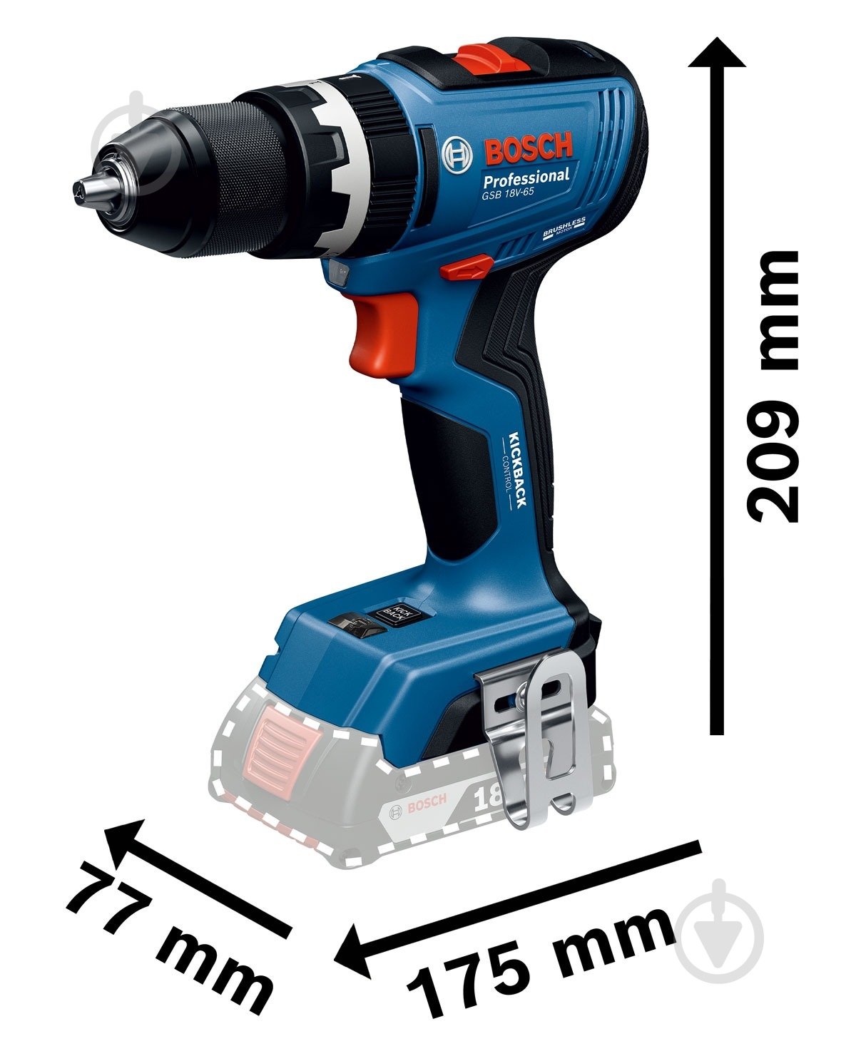 Шуруповерт аккумуляторный Bosch Professional GSB 18V-65 (solo) 06019N3300 - фото 3