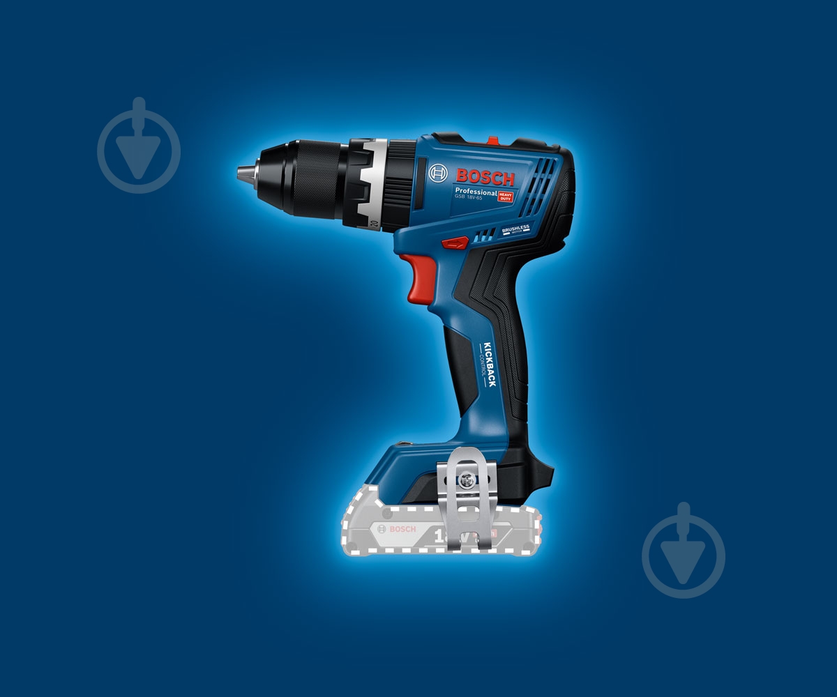 Шуруповерт ударний акумуляторний Bosch Professional GSB 18V-65 + 06019N3100 - фото 4
