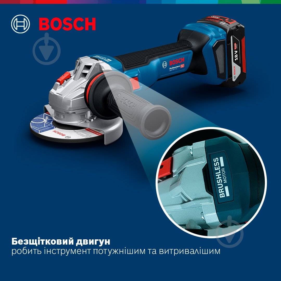 Болгарка (кутова шліфмашина) Bosch Professional GWS 18V-11 S 06019N4000 акумуляторна безщіткова - фото 8