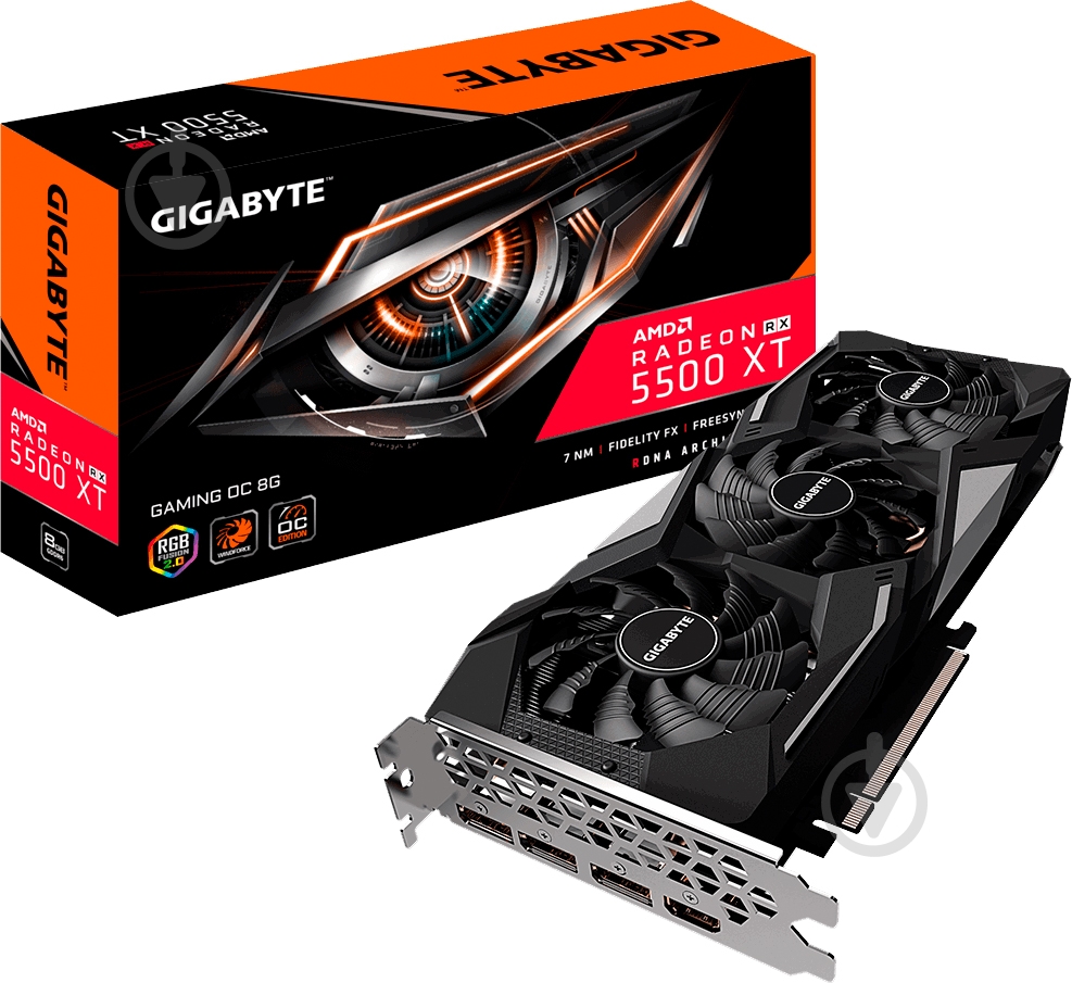 Видеокарта Gigabyte Radeon RX 5500 XT Gaming OC 8GB GDDR6 128bit (GV-R55XTGAMING OC-8GD) - фото 9