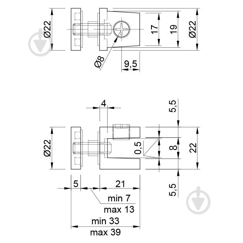 Крепление для стекла Smart одностороннее 91252 хром - фото 8