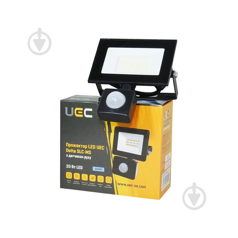 Прожектор с датчиком движения LED UEC Delta SLC-MS 6500K 20 Вт IP54 черный SLC-20-IP54-MS-B - фото 2 Прожектор с датчиком движения LED UEC Delta SLC-MS 6500K 20 Вт IP54 черный SLC-20-IP54-MS-B - фото 2