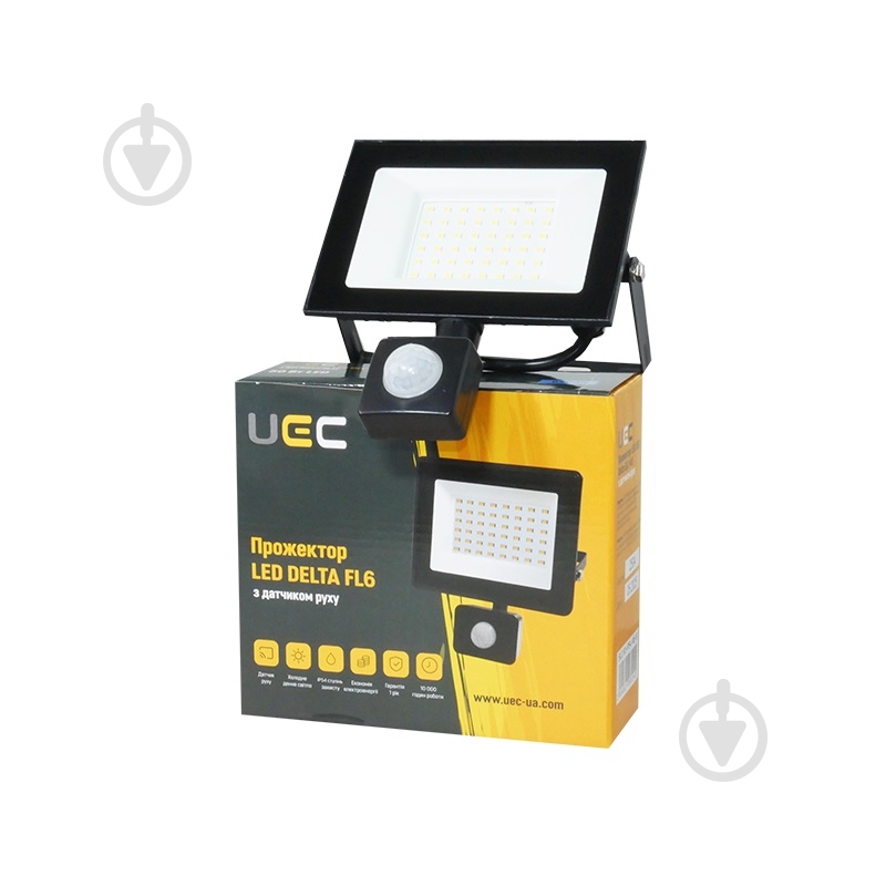 Прожектор с датчиком движения LED UEC Delta SLC-MS 6500K 50 Вт IP54 черный SLC-50-IP54-MS-B - фото 2