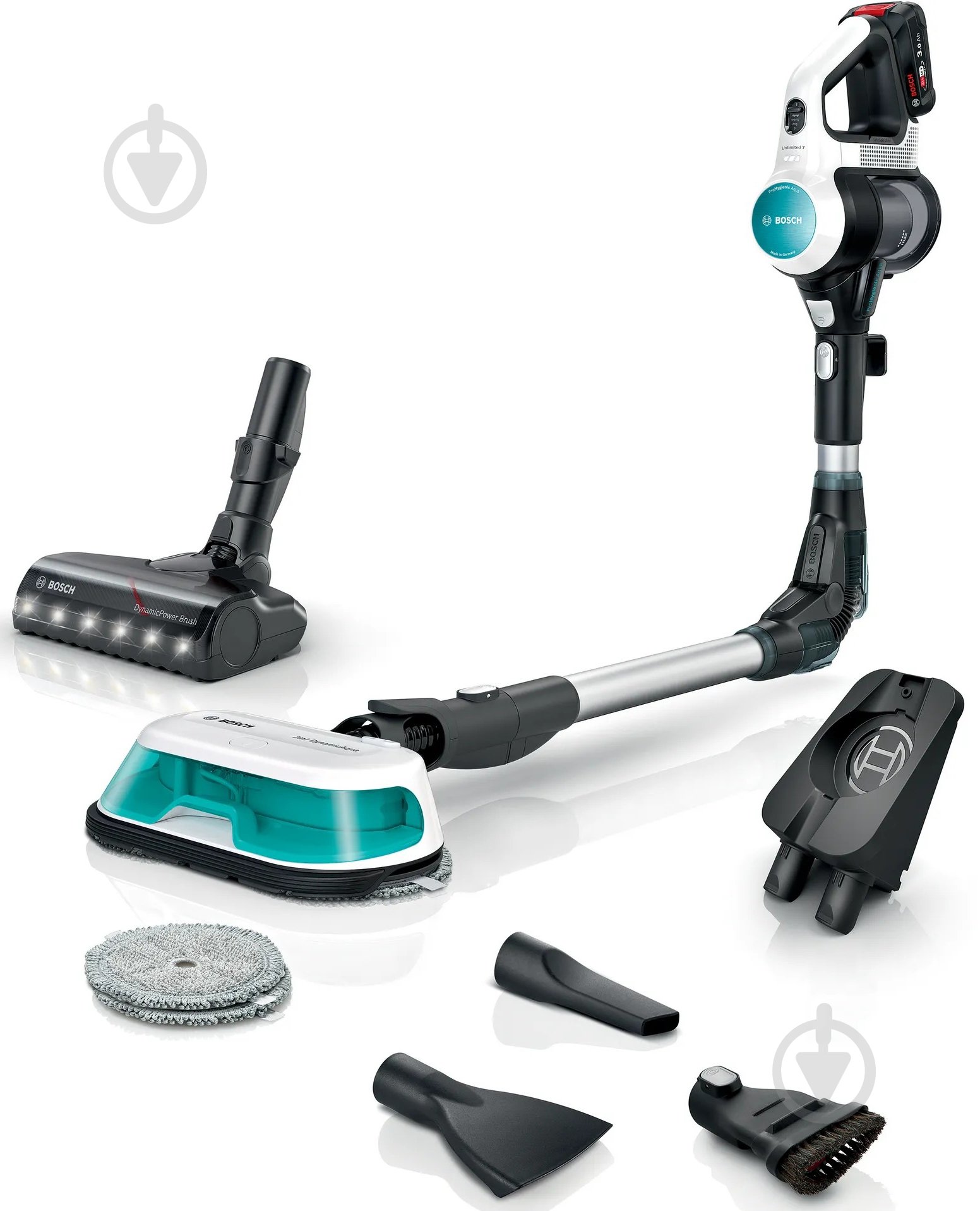Пылесос аккумуляторный Bosch Unlimited 7 ProHygienic Aqua BCS71HYG2 white - фото 1