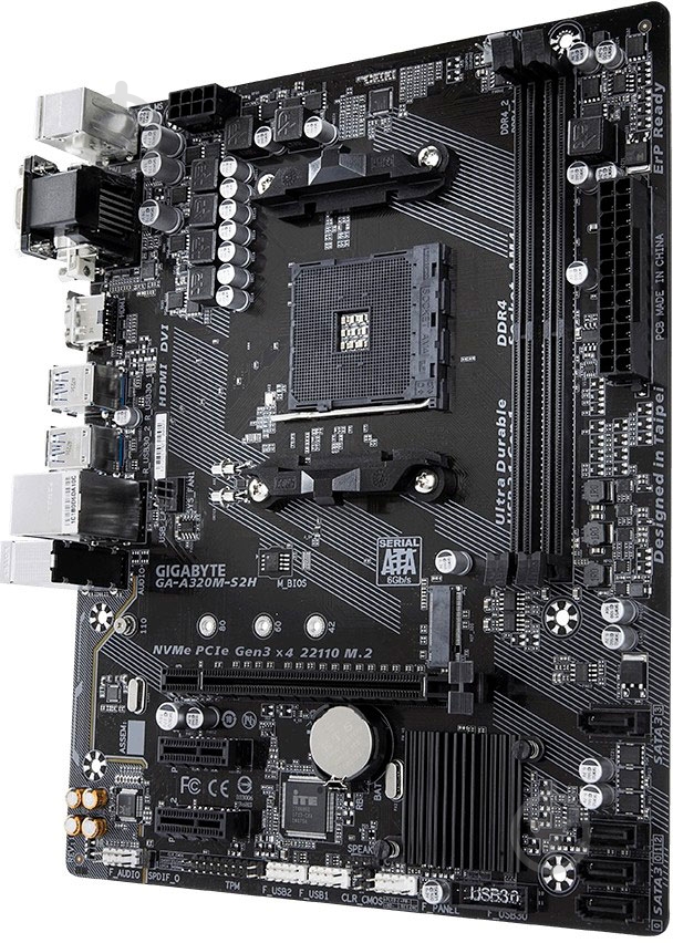 Материнская плата Gigabyte GA-A320M-S2H (Socket AM4, AMD A320, mirco ATX) - фото 2 Материнская плата Gigabyte GA-A320M-S2H (Socket AM4, AMD A320, mirco ATX) - фото 2