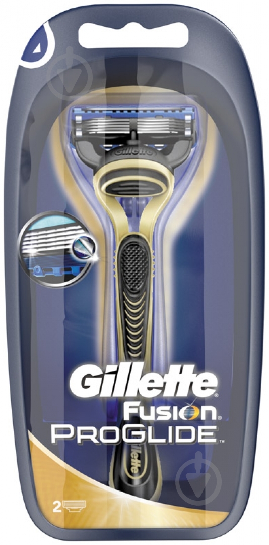 Станок со сменными картриджами Gillette Fusion Fusion ProGlide Gold 2 сменные кассеты - фото 1