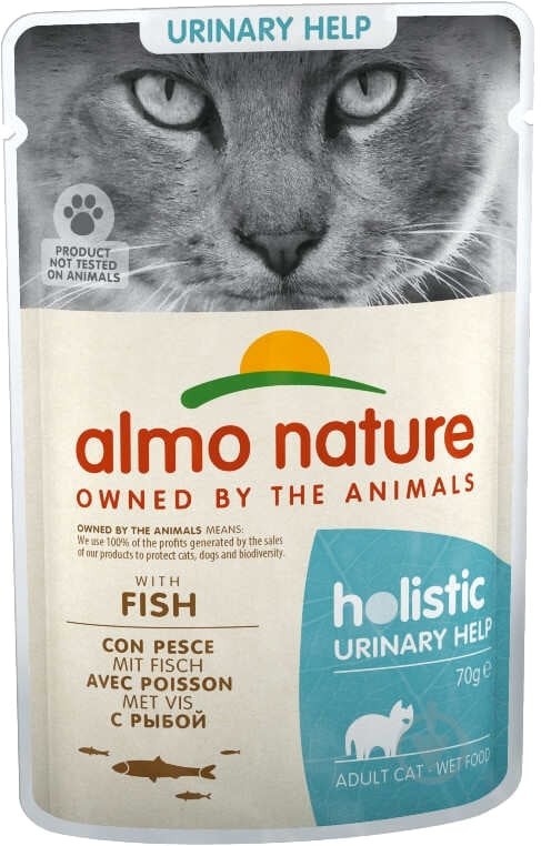 Консерва для кошек с профилактикой мочекаменной болезни Almo Nature Holistic Functional Cat мясо и рыба 70 г - фото 2 Консерва для кошек с профилактикой мочекаменной болезни Almo Nature Holistic Functional Cat мясо и рыба 70 г - фото 2