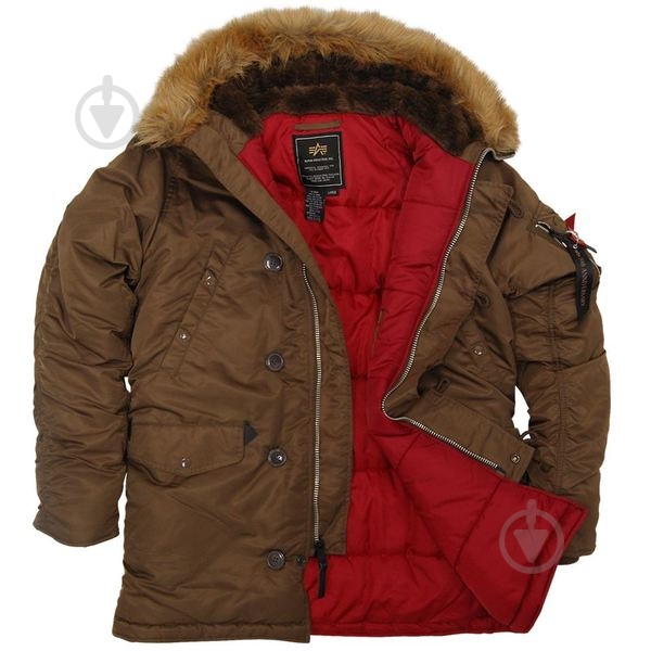 Куртка-парка мужская демисезонная Alpha Industries N-3B Slim Fit р.L красно-коричневая - фото 1