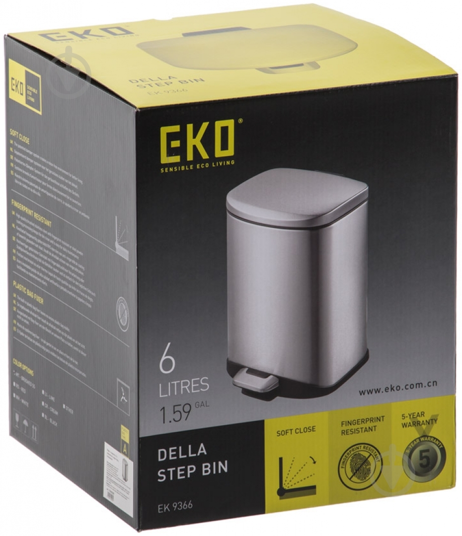 Ведро с педалью EKO DEVELOPMENT LIMITED LUX 9366MT - фото 4 Ведро с педалью EKO DEVELOPMENT LIMITED LUX 9366MT - фото 4