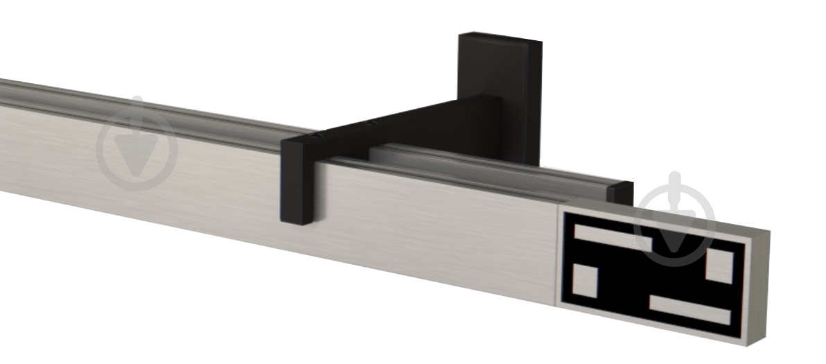 Комплект карниза Quadrum G-Techдвойной 14/250 см черный/сталь профиль с белыми крючками - фото 2