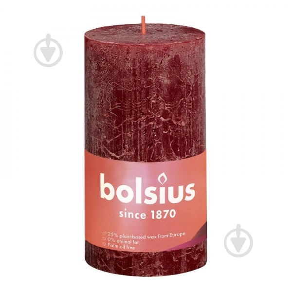 Свечи Рустик столбик SHINE 130/68 бордо Bolsius - фото 1