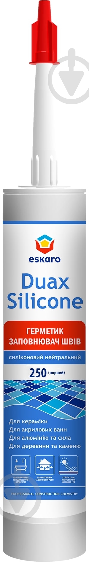 Герметик силіконовий Eskaro Duax Silicone №250 чорний 300 мл - фото 1