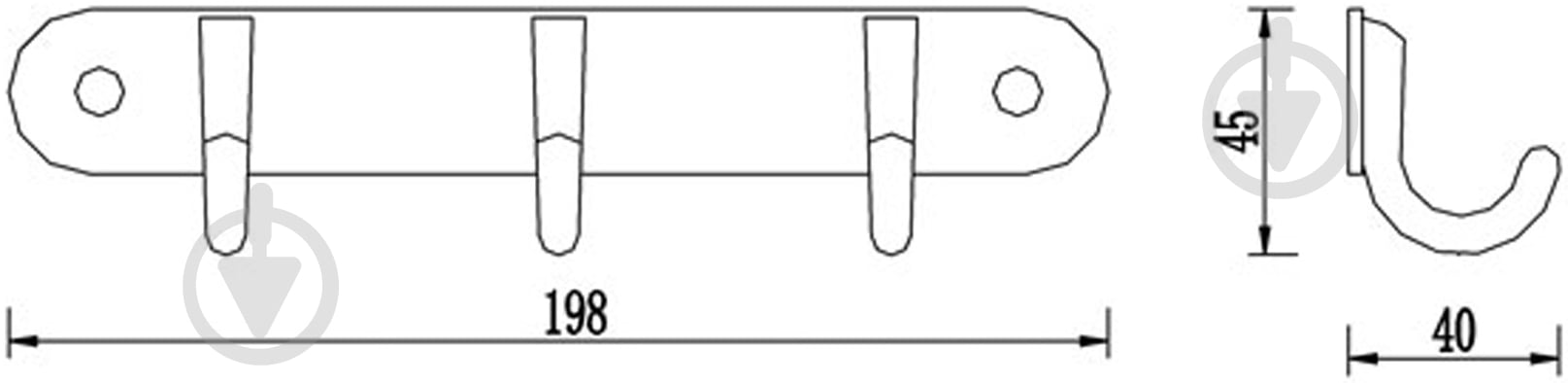 Планка с крючками Aqua Rodos Gloria 8055-3 - фото 2 Планка с крючками Aqua Rodos Gloria 8055-3 - фото 2