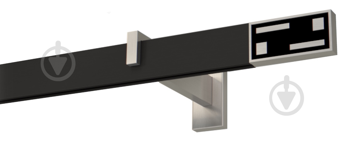 Комплект карнизу Quadrum G-Tech одинарний 15/350 см сталь/чорний профіль з чорними гачками - фото 2