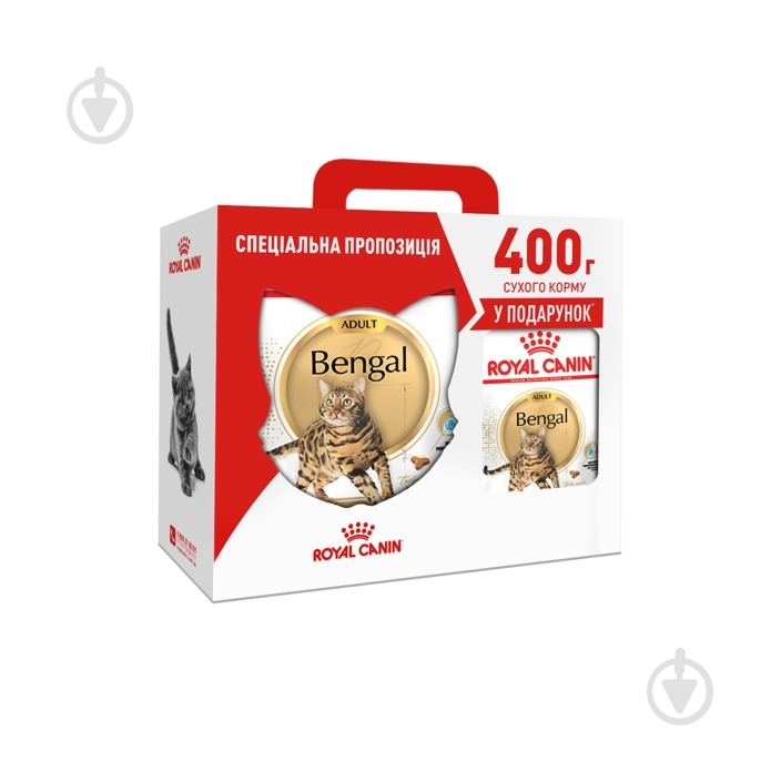 Корм сухой для взрослых кошек породы бенгальская Royal Canin Bengal Adult 2 кг + 400 г птица 2,4 кг - фото 1