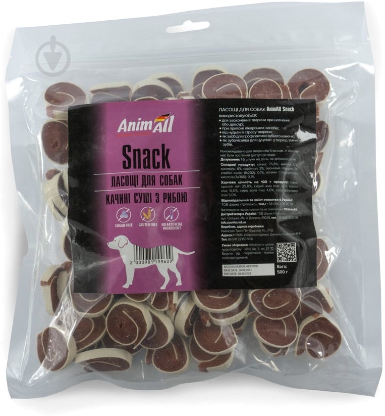 Лакомство AnimAll Snack утиные суши с рыбой 500 г - фото 1