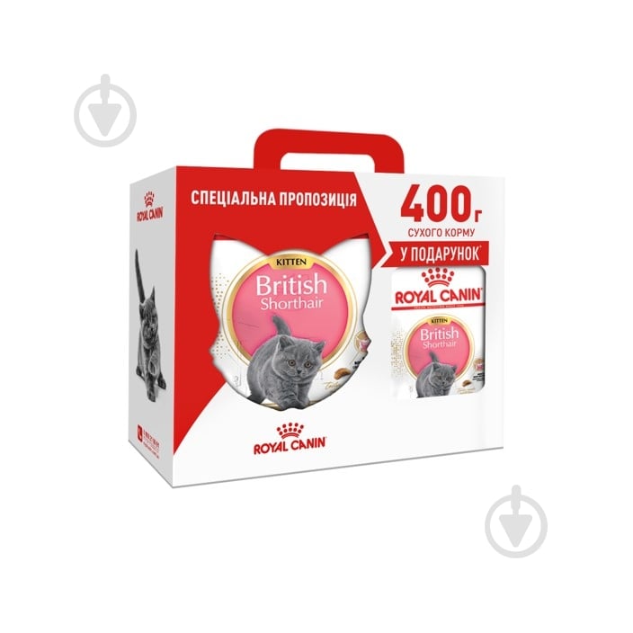 Корм сухой для котят породы британская короткошерстная Royal Canin Kitten British Short 2 кг+400 г домашняя птица 2,4 кг - фото 1