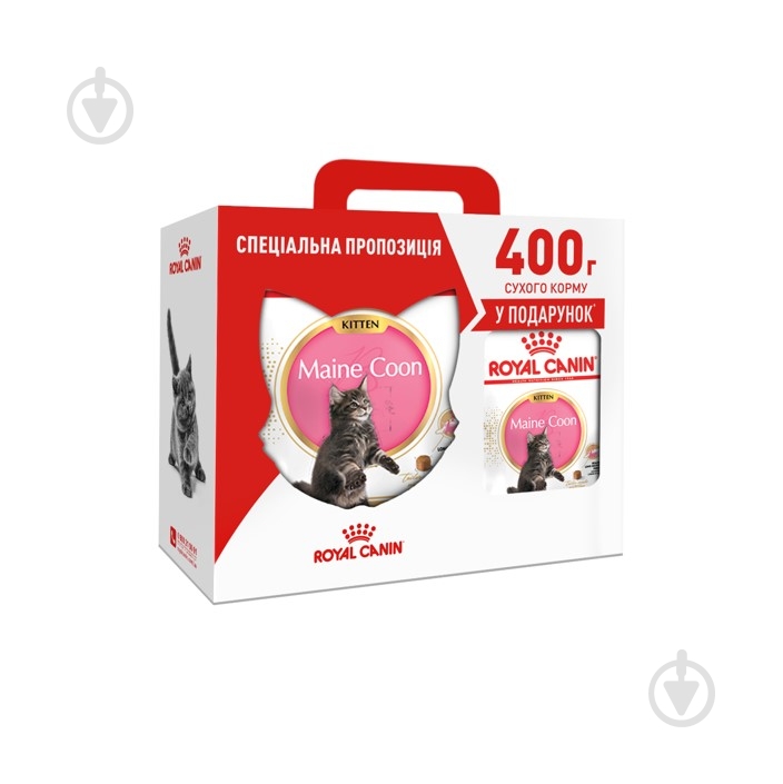 Корм сухой для котят породы мейн-кун в возрасте до 15 месяцев Royal Canin Maine Coon Kitten 2 кг + 400 г домашняя птица, кукуруза, рис 2,4 кг - фото 1