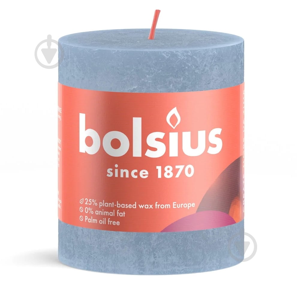 Свеча Рустик столбик SHINE 80/68 голубая Bolsius - фото 1