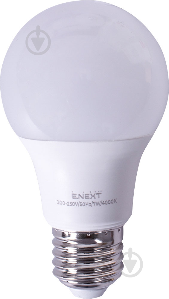 Лампа світлодіодна E.NEXT 7 Вт A60 E27 220 В 4000 К l0650608 - фото 1 Лампа світлодіодна E.NEXT 7 Вт A60 E27 220 В 4000 К l0650608 - фото 1
