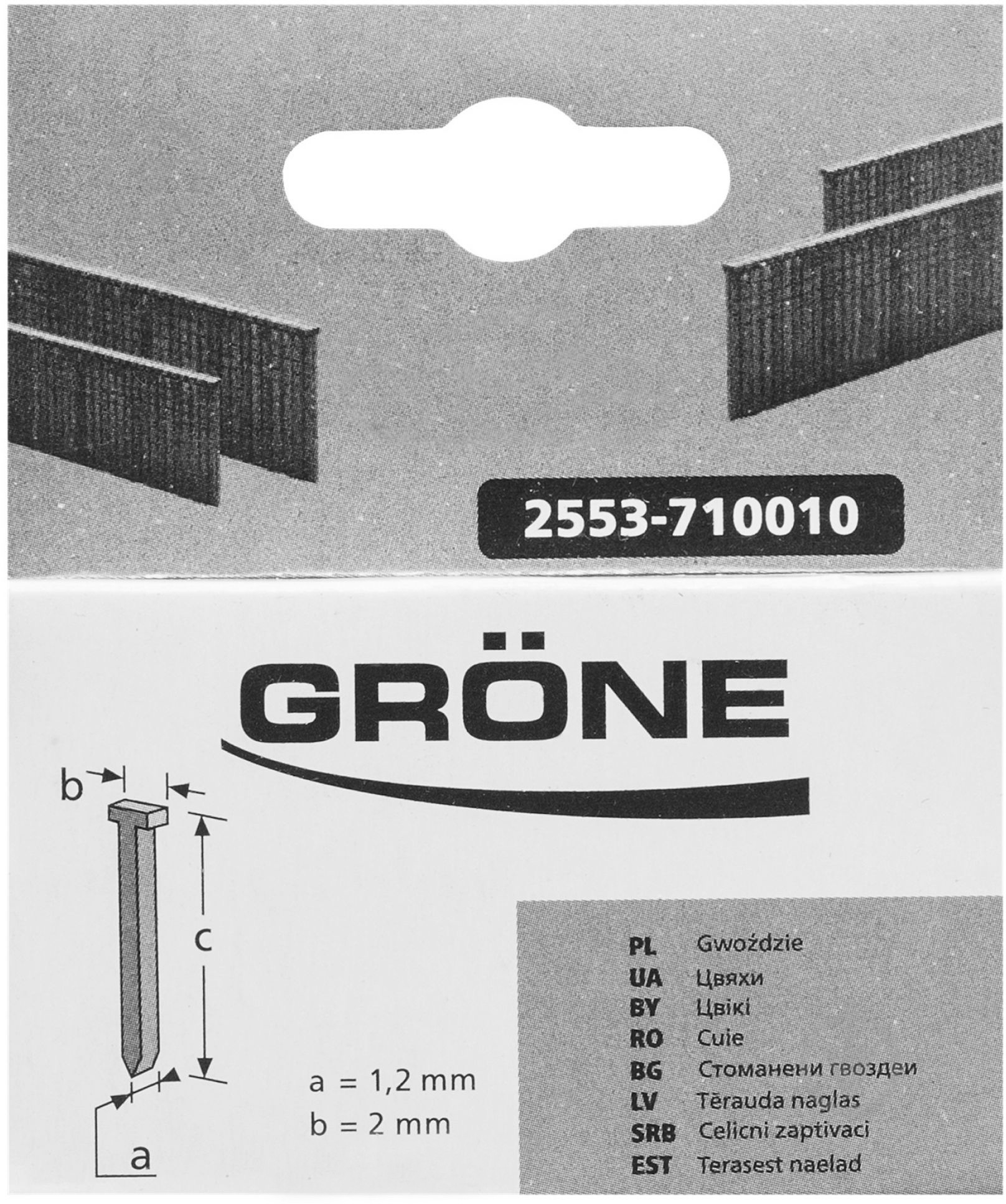 Цвяхи для електростеплера Grone 25 x 1,2 x 2 мм тип T14 1000 шт. 2553-820025 - фото 1