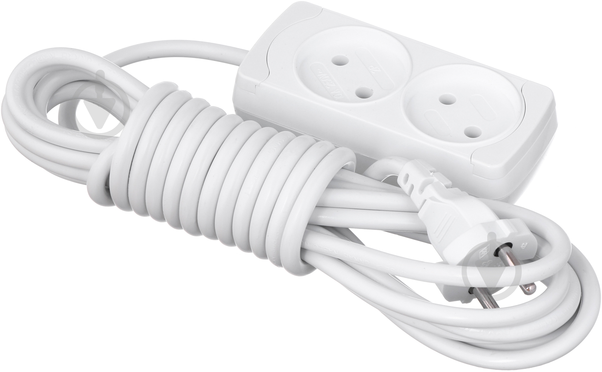 Подовжувач Gunsan без заземлення 2 гн. білий 5 м - фото 1 Подовжувач Gunsan без заземлення 2 гн. білий 5 м - фото 1