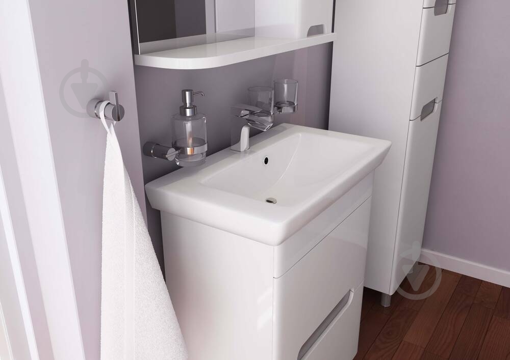 Тумба підлогова Aqua Rodos Бостон 65 біла з умивальником Porto 65 - фото 6