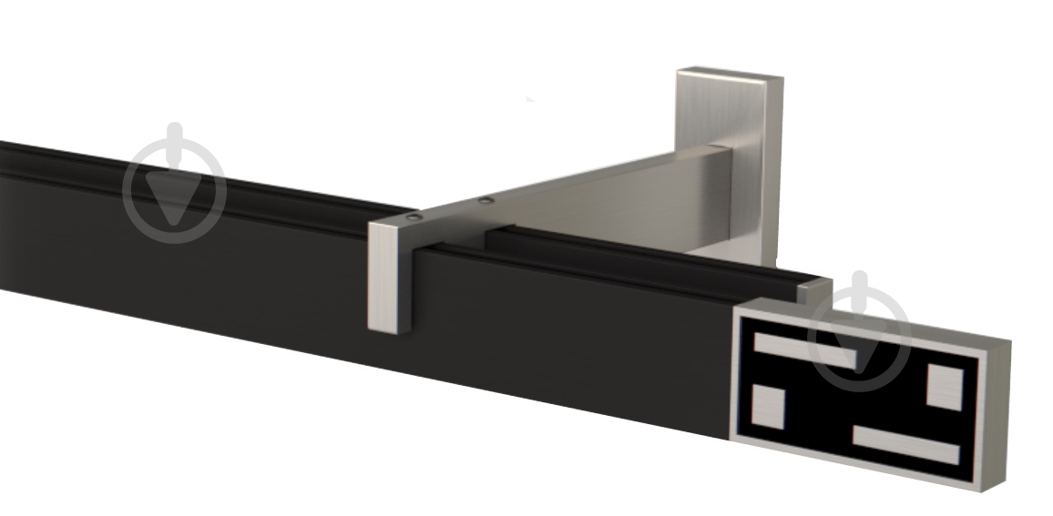 Комплект карниза Quadrum G-Tech двойной 17/350 см сталь/черный профиль с черными крючками - фото 1