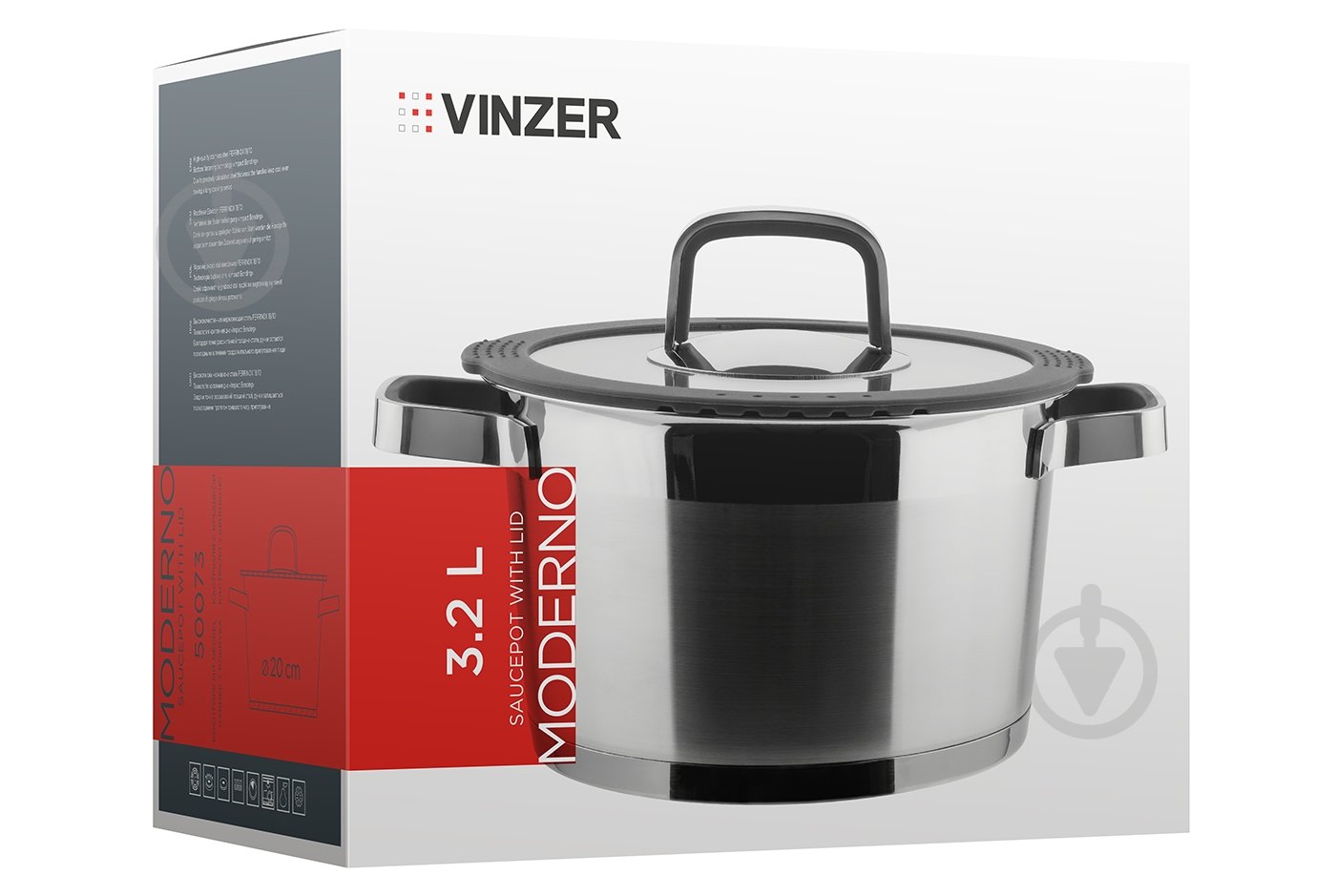 Каструля з кришкою Vinzer Moderno Graphite Collection 3,2 л 50073 - фото 3