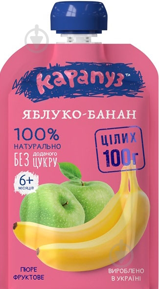 Пюре Карапуз Яблоко-банан пауч 100 г - фото 1