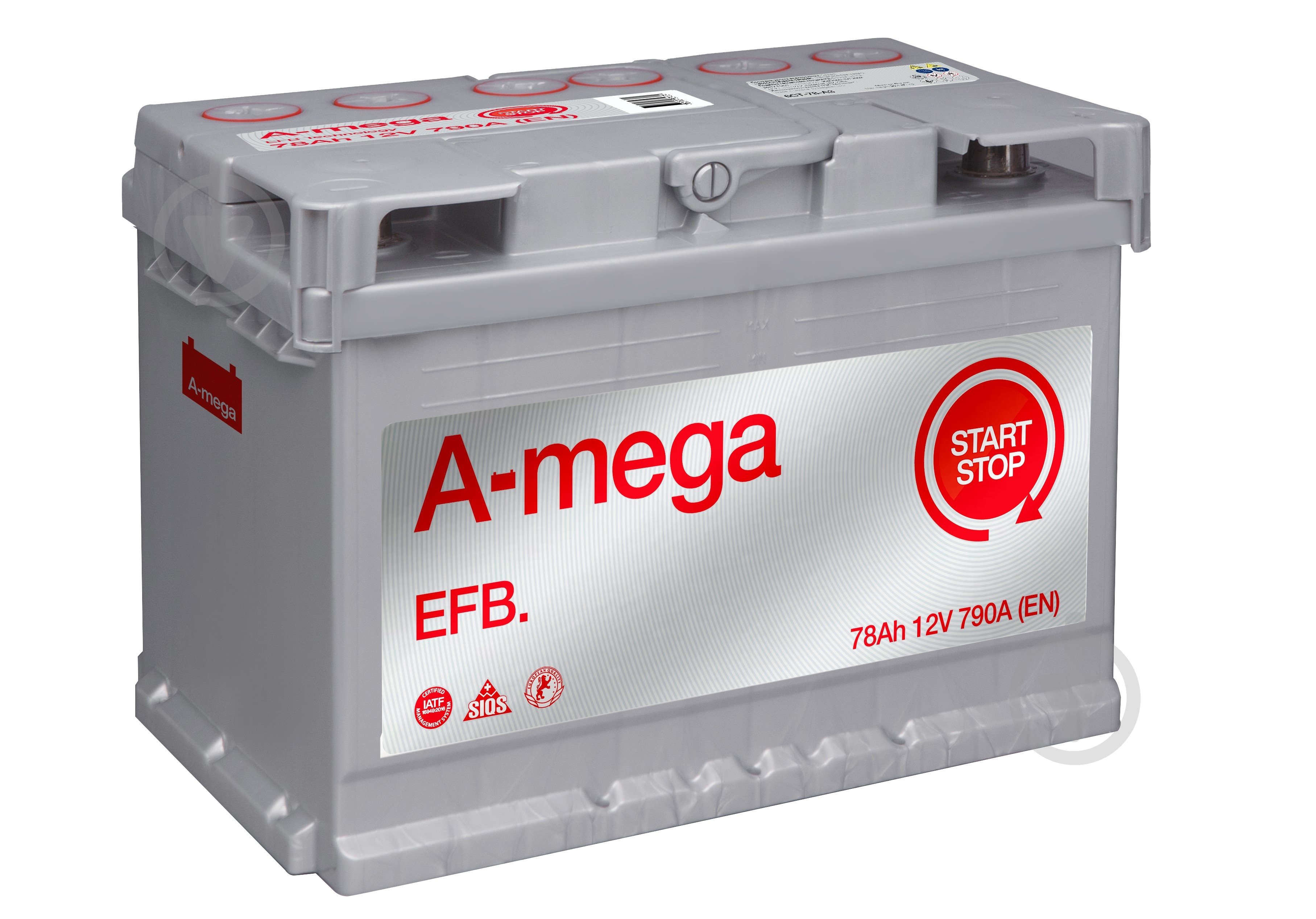 Аккумулятор автомобильный A-MEGA EFB 78Ah 790A 12V «+» справа (EFB) - фото 1