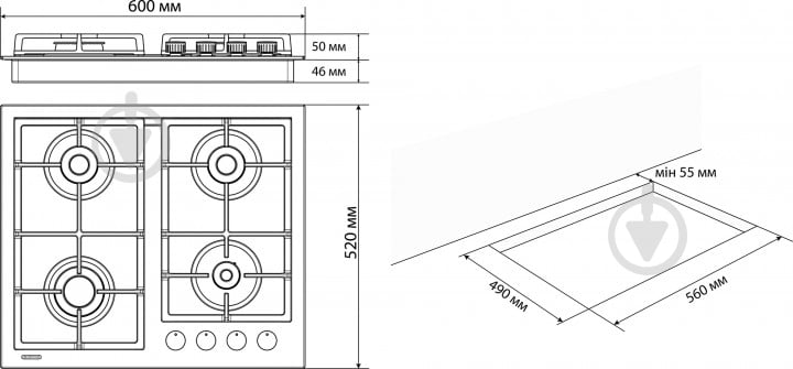 Комплект вбудовуваної техніки Eleyus варильна поверхня VITA 60 BG CF + духова шафа LEONA 6006 BG - фото 28 Комплект вбудовуваної техніки Eleyus варильна поверхня VITA 60 BG CF + духова шафа LEONA 6006 BG - фото 28