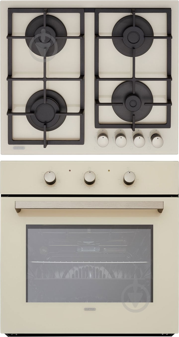 Комплект вбудовуваної техніки Eleyus варильна поверхня VITA 60 BG CF + духова шафа LEONA 6006 BG - фото 1 Комплект вбудовуваної техніки Eleyus варильна поверхня VITA 60 BG CF + духова шафа LEONA 6006 BG - фото 1