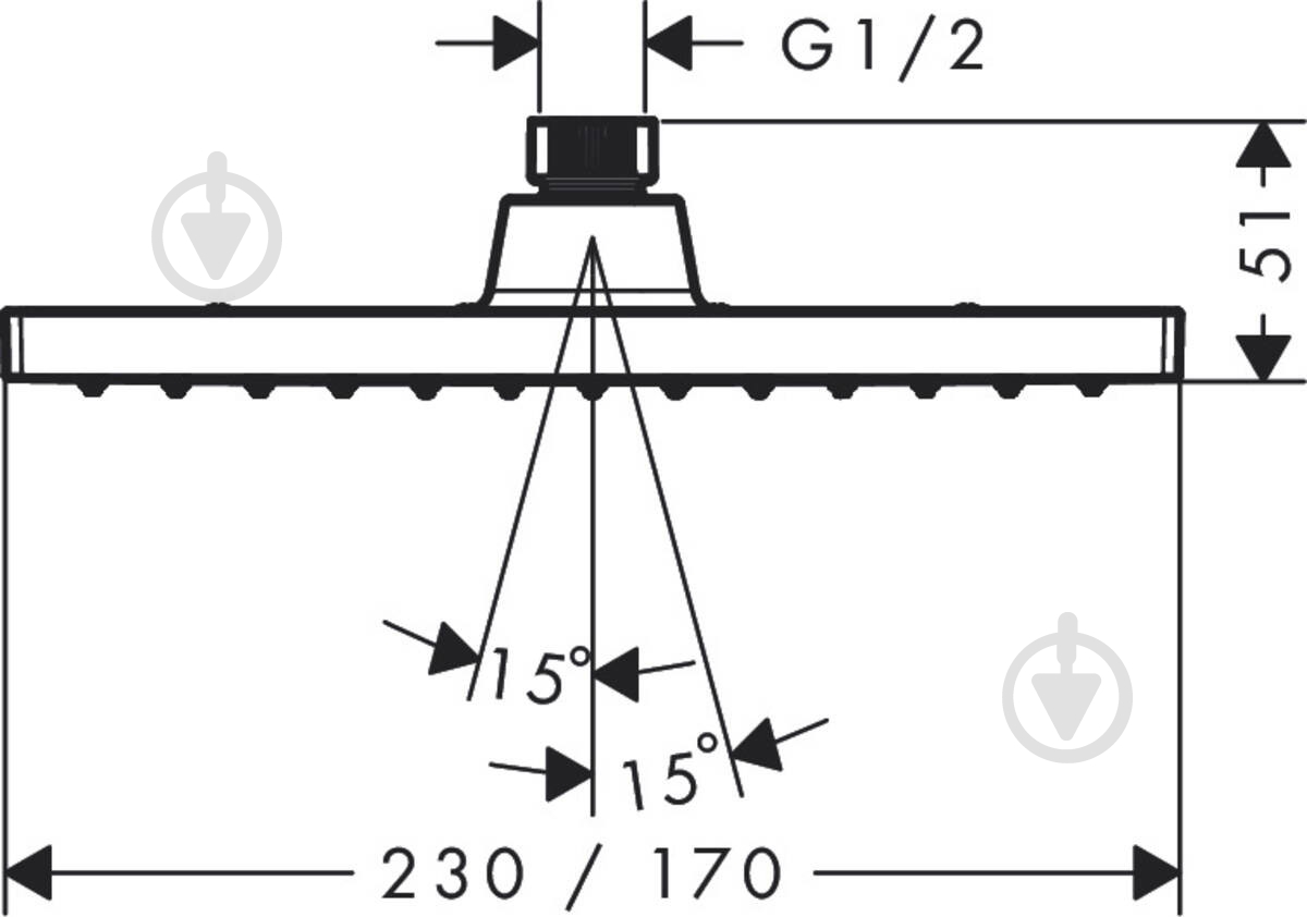 Верхний душ Hansgrohe Vernis Shape Overhead shower 1jet 26281000 хром - фото 2